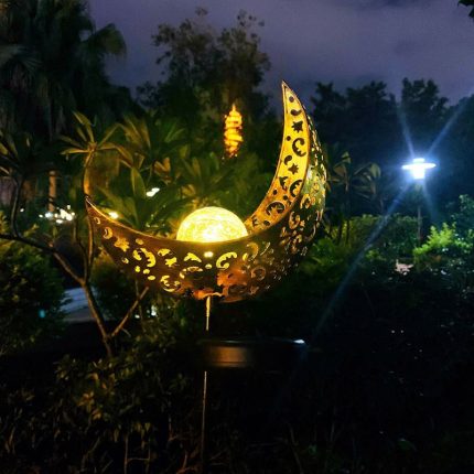 Solar LED Guardian Torch Landscape Light with Low Voltage Iron Metal Bollard Hollow Lights for Party Theme Park Halloween Decor