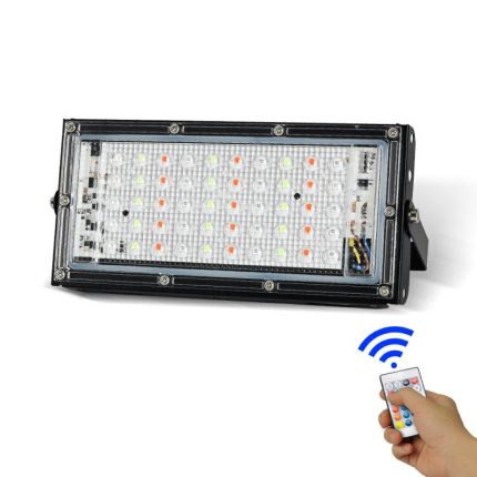 RGB black Flood Light with Remote 50W LED Waterproof 220V rgb Color changing led Garden Lights floodlight Spotlight For Party