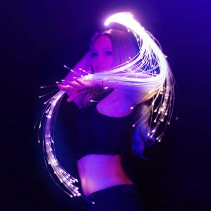 Shiny Cool  LED Optic Fiber Dance Whip Light Up Spinning Toy for Party/ Show