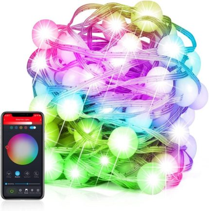 Color Changing Globe String Lights 66 LED Home Indoor Outdoor String Lights USB Music Smart Fairy Lights For Party Wedding Decor