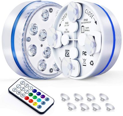 High Brightness 3aa Submersible Ip68 Waterproof Portable 13led Pool Light With Remote and sticks Cups For Party Fishtank Bathtub