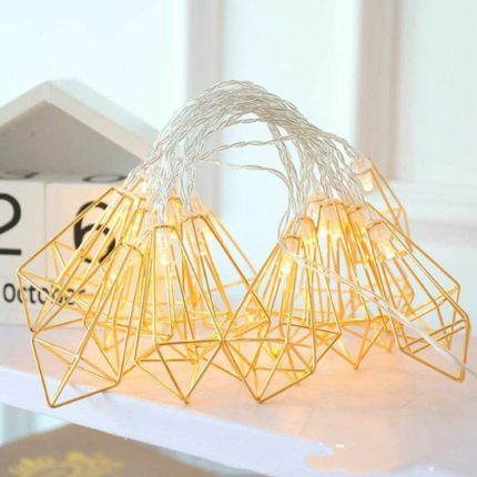 Metal Lights Geometric Lights  20 LEDs Lights Geometric Rose Gold  Decorativas For Party Room Decor Gift