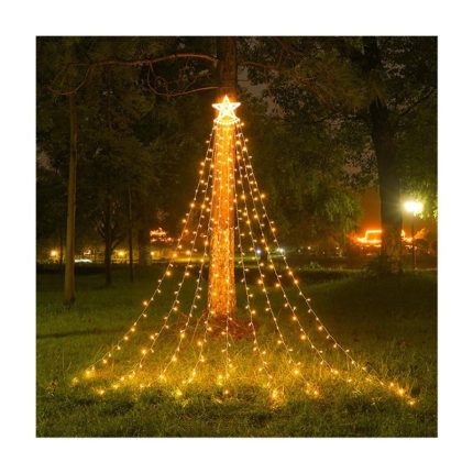 Waterfall Christmas String Lights with 350 LED Star Hanging Twinkle Fairy Curtain Lights for Party Wedding Patio Indoor Outdoor