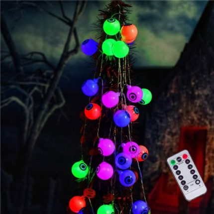 5 m Halloween Ghost Eyeball String Lights 30 LED Battery Operated Lights Waterproof Twinkle Lights for Party Yard Decorations