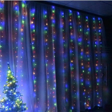 3*3M 300 LED Multi Colored Window Curtain Copper Wire Lights with USB 8 Mode for Party Wedding Event 50 15 Christmas 8 Functions