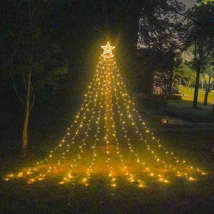 Amazon Hot Selling  Christmas Tree  Waterfall String Lights 350Led Christmas Star Night Light With An Adapter For Party Holiday