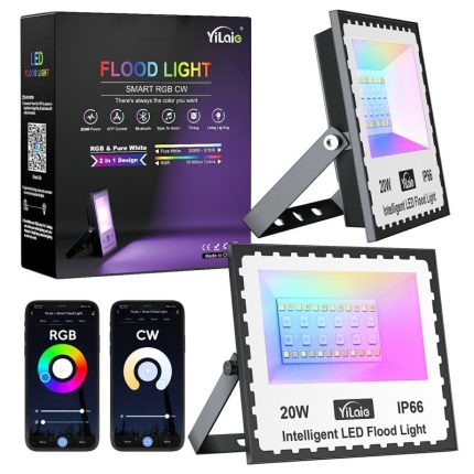 Smart Floodlight,20W RGBCW Bluetooth LED Flood Lights Outdoor for Party Stage Garden